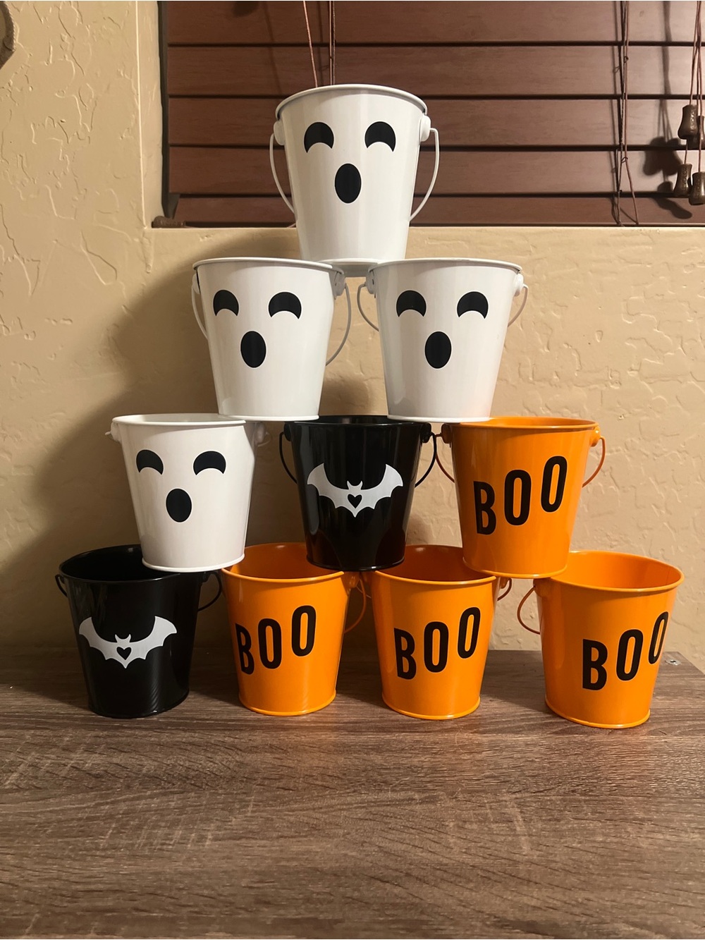 Target Bullseye Metal Halloween Buckets Pails Ghost Boo Bats NWT